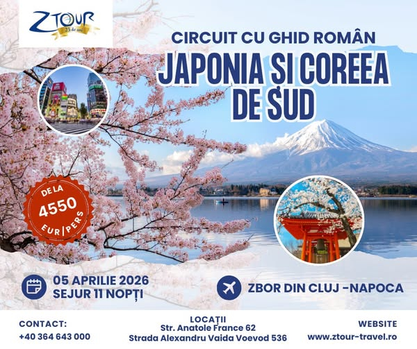 Circuit Japonia si Corea de Sud,sejur 11 nopti, cu plrcare din Cluj Napoca (OR)
