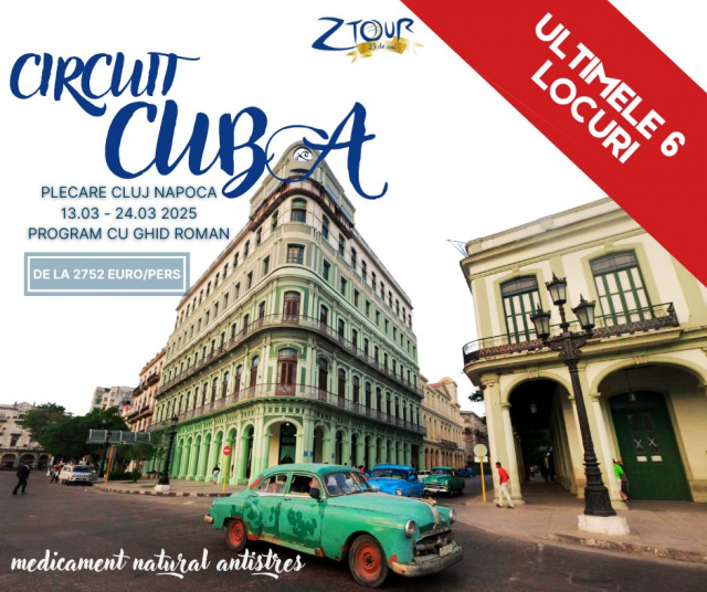 ULTIMELE 6 LOCURI - CIRCUIT CUBA CU PLECARE DIN CLUJ NAPOCA - GHID ROMAN 