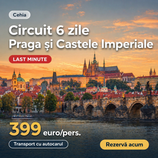 28.05 Autocar RUSALII IN PRAGA si CASTELE IMPERIALE –  399 euro/pers 5 nopti cu mic dejun